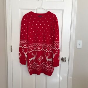 Christmas Shein Isle Fair Reindeer Ugly Sweater Dress Size M Red